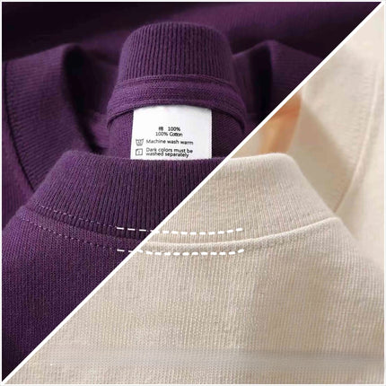 600G  Pure Cotton Short-sleeve T-shirt for Men, Loose-fitting Base Shirt with Small Neckline, Loose-fitting Pure Summer Top