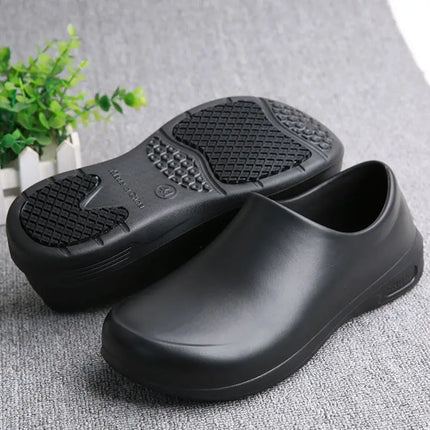 Non-Slip Chef Shoes for Both Men and Women - Lightweight and Comfortable Slip-On Wooden-Soled Shoes, Eva Upper + Waterproof/Non-Slip Rubber Sole - All-Weather Standing Work Shoes, Suitable for Kitchens, Hospitals, Restaurants