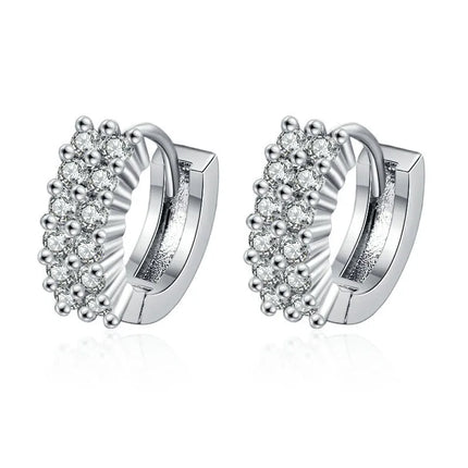 High-quality 925 Sterling Silver Crystal Fashion Circle Hoop Earrings for Woman Wedding Party Gift Street Versatile Jewelry