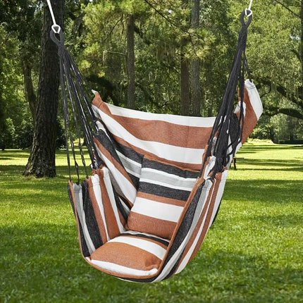 1pc Canvas Leisure Hammock Chair - Relaxing Outdoor Swing with Hanging Design, Durable Material, Indoor and Outdoor Use