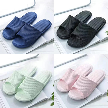 New Men's Slippers Black And White Striped Soft EVA Flip Flops Couple 38-50 House Sandals for Men Size 48 Summer Beach Slippers