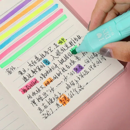 6Pcs Cute Ice Cream Highlighters Set Mini Marker Pens Kids Stationery Students Drawing Painting Tool Student School Supplies New