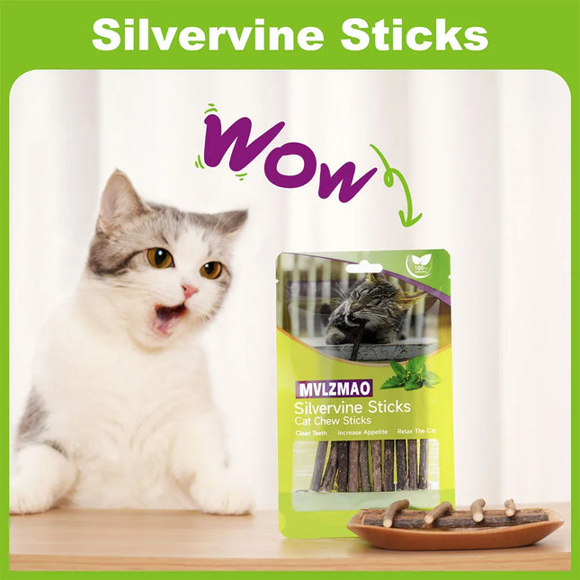 Silvervine Sticks for Cats, 10PCS Kitten Toys Catnip Toys Kitty Chew Toys Wooden Stick Kitten Teething - product image 2