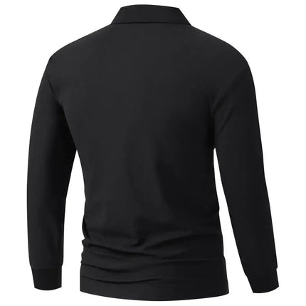 New Men's Business Casual Long Sleeved Shirt Solid Color Polo Shirt Fashionable Breathable Comfortable Versatile Top