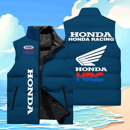 Honda Sleeveless Jacket, 3D Printed Honda Logo Men's Racing Cotton Jacket, Outdoor Motorcycle Riding Sports Vest