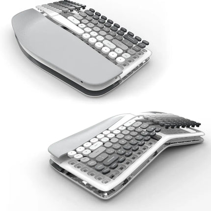Jomaa Ergonomic Split Keyboard And Mouse Creamy Wireless Keyboard Silent Mice Set With Wrist Rest For Laptop, Pc - product im