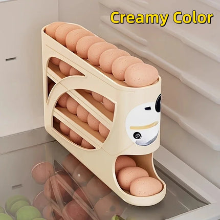 3-Tier Rolling Egg Storage Container For Refrigerator Holds 24 Eggs Organizer Rack Large Capacity Kitchen & Fridge - product