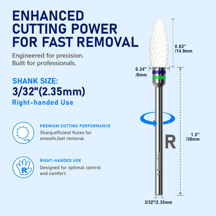 Flame Nail Drill Bits Composite Ceramics Milling Cutter Sharp Durable Bit for Efile Acrylic Nail Removal Manicure Salon Tools