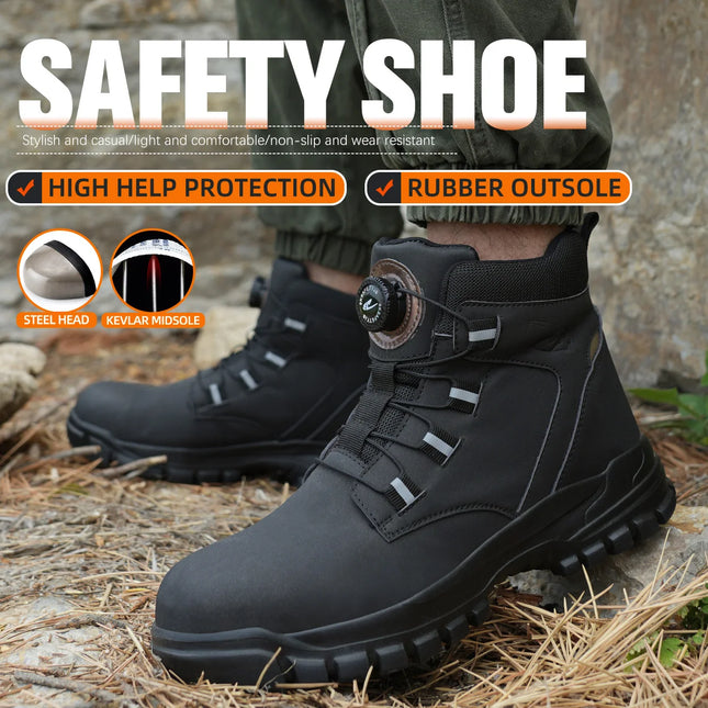 Rotating Button Work Shoes for Men Anti Puncture Protective Boots Sneakers Waterproof Work Safety - product view 2