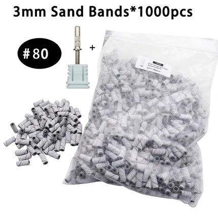 1000pcs 3mm White Zebra Mini Sanding Bands with Stainless Steel Mandrel – Nail Drill Bits Set for Electric Manicure & Pedicur