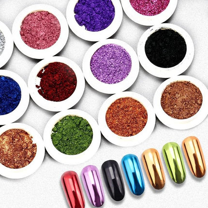 1Jar Metallic Mirror Chrome Nail Powder Holographic Laser Silvery Golden Nail Rubbing Glitter Pigment UV Gel Polish Mirror Powde