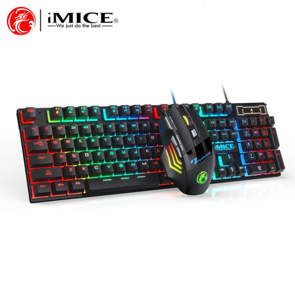 RGB Backlit Wired Ergonomic Design Keyboard Set Waterproof Luminous Gaming Keyboard And Mouse Combo PC Accessories - product