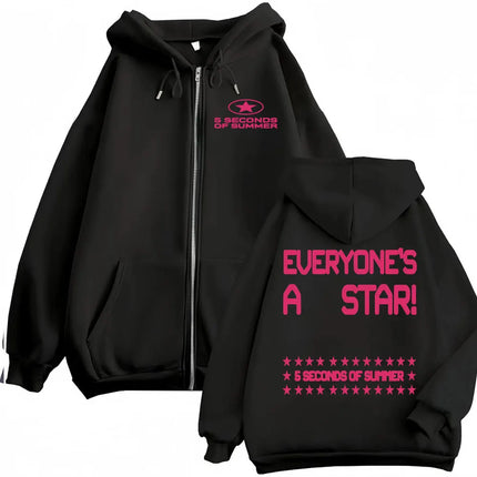 2026 5 Seconds of Summer Everyone's A Star World Tour Zip Up Hoodies Men Women Harajuku Hip Hop Gothic Jacket Sweatshirt Hoodie