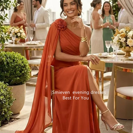 Smileven Luxury Flower Mermaid Prom Dress Illusion One Shoulder Side Silt Evening Gowns Flowing Occasion Dress Customized 2026