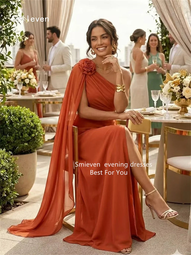 Smileven Luxuriöses Blumen Meerjungfrau Ballkleid Illusion One Shoulder Seitenschlitz Abendkleider Fließendes Anlasskleid Maßanfertigung 2026