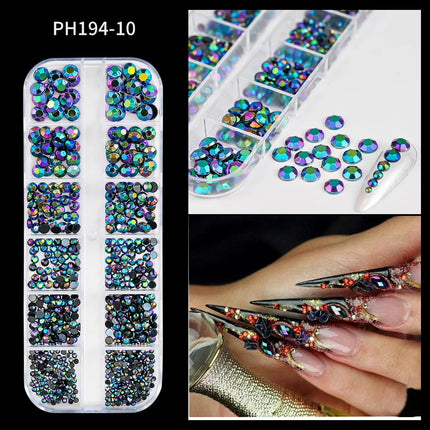 12Grids Mini Caviar Beads Nail Art Decorations Metal Gold/Silver Micro Ball Nail Charms Magnetic Pen 0.5~3mm Ball Nail Jewelry
