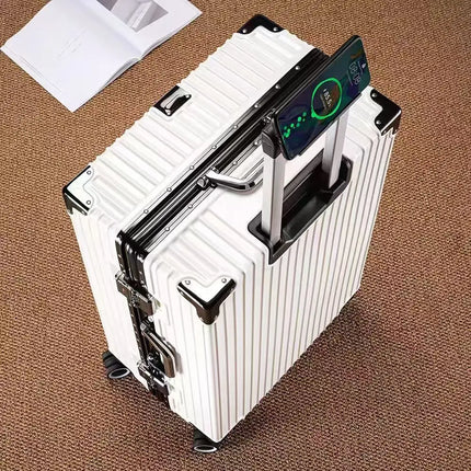 2-Pieces set luggage,20+26 inches in size,a hard-shell suitcase with 108 rivets, , featuring silent all-terrain wheels, a cup holde