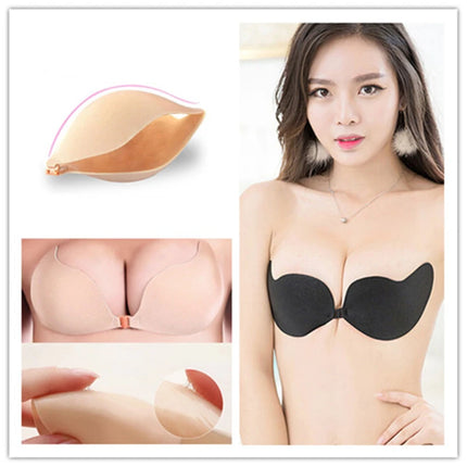 Lamuusaa Invisible Adhesive Bra Push Up Women Washable Reusable Strapless Sticky Tube Tops Plunge Backless Brassiere Underwear