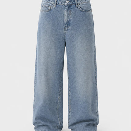 UP.THE Men Light Washed Baggy Wide Leg Jeans, Y2K Oversized Loose Plain Denim Pants, Minimal Basic Streetwear Trousers for Daily Casual Outfits