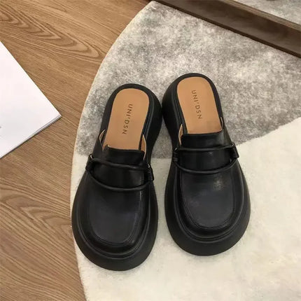 Fashion Retro Large Head Women's Slippers Thick Bottom Women's Bag Head Half Slippers Vulcanized Shoes