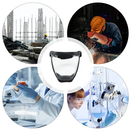 Full-Face Transparent Protection Mask with Adjustable Buckle Reusable and Heat-Resistant Facial Shield for Safety in Work