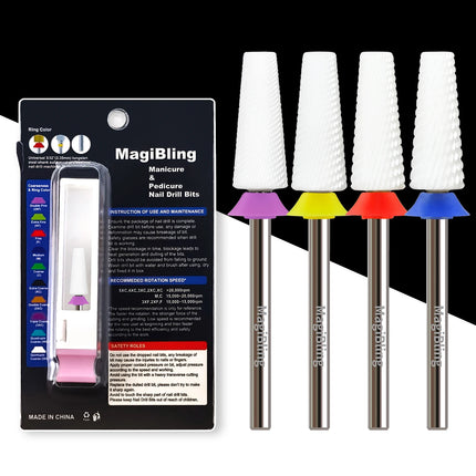 5-IN-1 Ceramic Nail Drill Bits for Efile Flat Top Left Right Hand Use Bit Hard & Soft Gel Removal Polishing Manicure Salon Tools