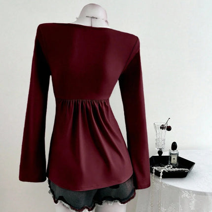 Spring and Autumn New French Design with Twisted Chest, Fashionable Style, Autumn and Winter Hoodie, Long Sleeve Top for Women
