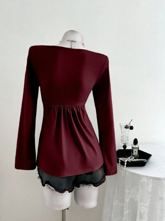 Spring and Autumn New French Design with Twisted Chest, Fashionable Style, Autumn and Winter Hoodie - product image 2