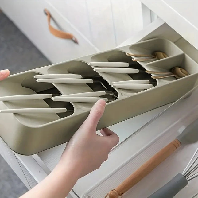 Multi-purpose Cutlery Storage Tray Cutlery Fork Spoon Compartmentalized Organizer Kitchen Drawer - product image 2