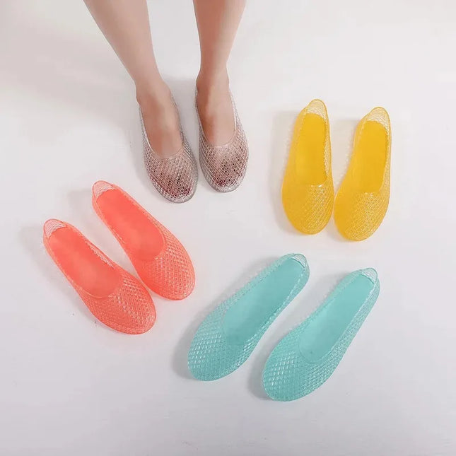 Women's Jelly Shoes Transparent  Sandals Lazy Flat Shoes Breathable Flat Shoes
