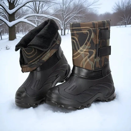 Large size snow boots, cold resistant and warm men's boots, waterproof and non slip long boots with thick velvet and comfortable