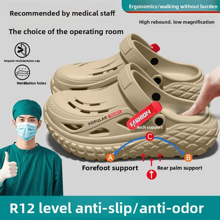 Operating room hole shoes men's 2026 summer new non-slip deodorant arch support wear wear wear cool slippers men