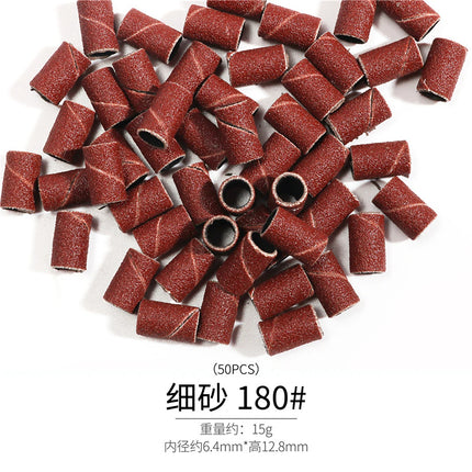 100/50pc Sanding Cap Bands For Electric Manicure Machine 180/120/80 Grit Nail Drill Grinding Bit Files Pedicure Tool Set