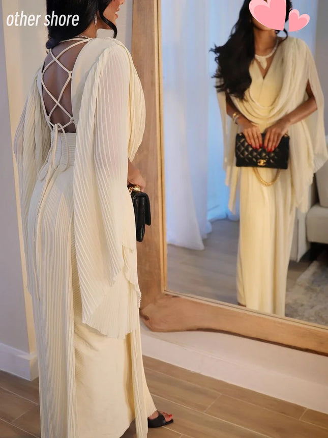 Other Shore Elegantes Vintage Sexy Rüschen-Kleid mit Rückenausschnitt und V-Ausschnitt, individuell anpassbar für formelle Anlässe, Abschlussball, Abendparty-Kleider
