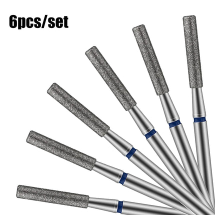 6pcs Diamond Nail Drill Bits Set, 3/32" shank. Fast nail grinding & polishing, low heat. Ideal for home, nail salons & nail love