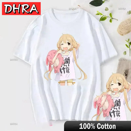 If You Work You Lose Anzu Futaba Version T-Shirt Cute Kawaii Anime Jirai Kei Tshirt Danshi Tees for Men Funny Cartoon Otaku Tops