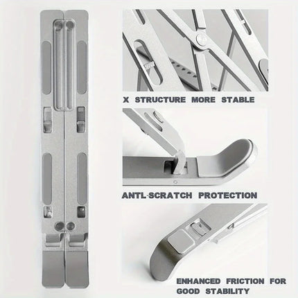 6‑Level Adjustable Laptop Stand - Foldable & Portable Design for 8‑14" Laptops & Tablets, Enhanced Ventilation & Heat Management