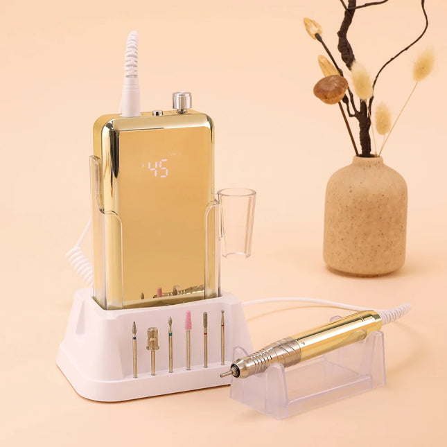 Taladro pulidor de uñas y pies portátil profesional con motor sin escobillas suave e impermeable de 85 W y amoladora eléctrica de uñas de 45 000 RPM