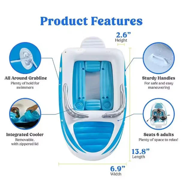 Balsa flotante inflable de PVC engrosado de 400 cm para 6 personas, bote inflable para yate para deportes acuáticos