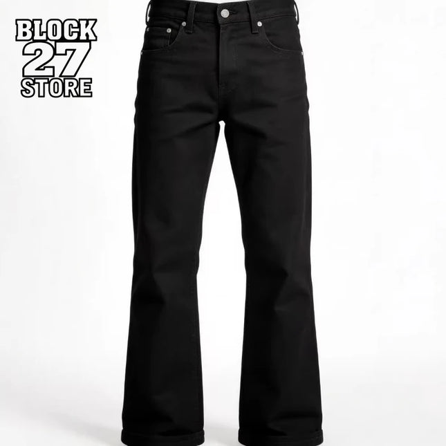 Herren Jeans Harajuku Amerikanisch Retro Schwarz Ausgestellte Denim Hose Locker Gerade Weites Bein Streetwear Sommer Lässig Vintage Unisex Neu