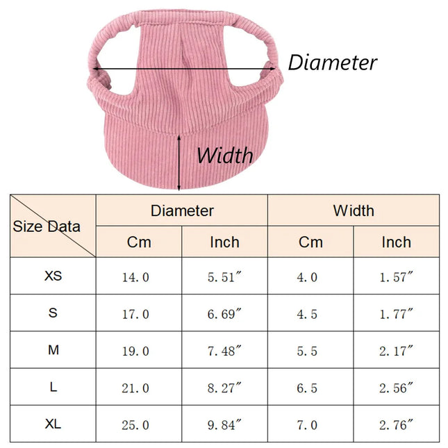 Fashion Big Dog Baseball Cap Durable Corduroy Adjustable Pet Sun Hat for Small Medium Large Dogs Golden - product image 2