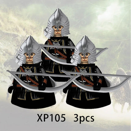 3pcs Lord Rings Elves Orcs Army Dwarf Rohan Mini Action Toy Figures Building Blocks Assembly Toys for Kids Birthday Gift
