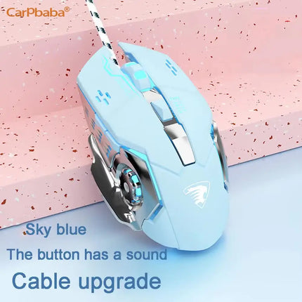 Carpbaba G3 Wired Game Mouse Mute Pink Mechanical E-sports Girl Lovely Art Portable Office Household For MacBook - product im