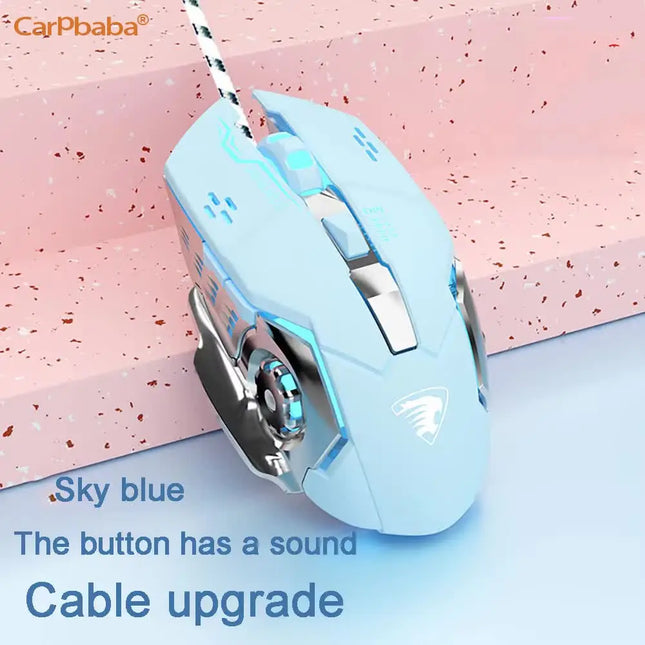 Carpbaba G3 Wired Game Mouse Mute Pink Mechanical E-sports Girl Lovely Art Portable Office Household For MacBook - product im