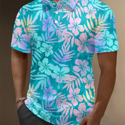 Summer New Mens Polo Shirts 3d Full Print Flower Graphic T Shirts For Men Fashion Casual Oversized Lapel Button Up Polo Shirt