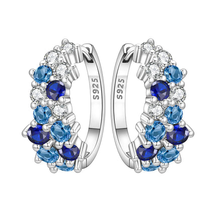 Orstarry 925 Sterling Silver Blue Zircon Starry Sky Earring Original Jewelry Hoop Earrings Women Jewelry Party Trendy Gifts