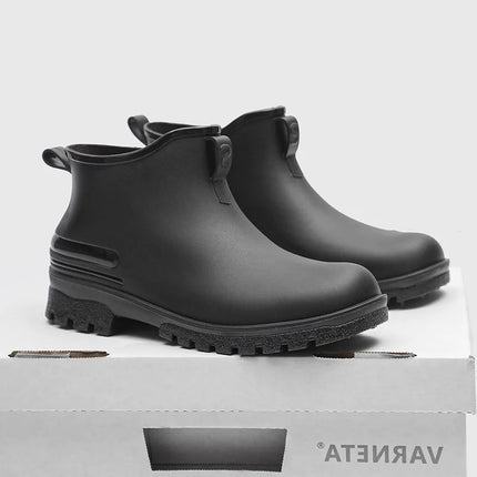 Hot Sale Men's Rain Shoes Non Slip Waterproof Kitchen Boots PVC Fashion Durable Couple Shoes Round Head Slip on Men Boots Summer