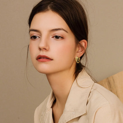 SKU Trendy Stainless Steel Hoop Earrings for Women Girls Party Gift, Gold Plated Metal Layered Twisted Rope Huggie Ear Jewelry