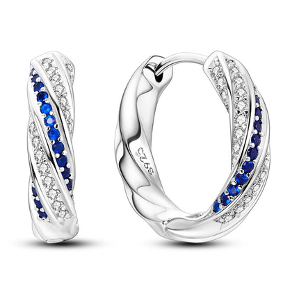 Orstarry 925 Sterling Silver Blue Zircon Starry Sky Earring Original Jewelry Hoop Earrings Women Jewelry Party Trendy Gifts