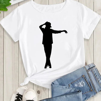 Michael Jackson Graphic Printed Tshirt Harajuku Rock Fashion Casual Short Sleeve Crew Neck Plus Size T Shirt Women